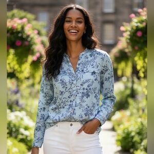 Floral Button-Up Blouse Size Large